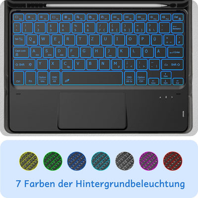 CACOE Hülle Tastatur Kompatibel mit iPad 9. Generation, iPad 10.2 Tastatur mit Touchpad, 7-Farbige B