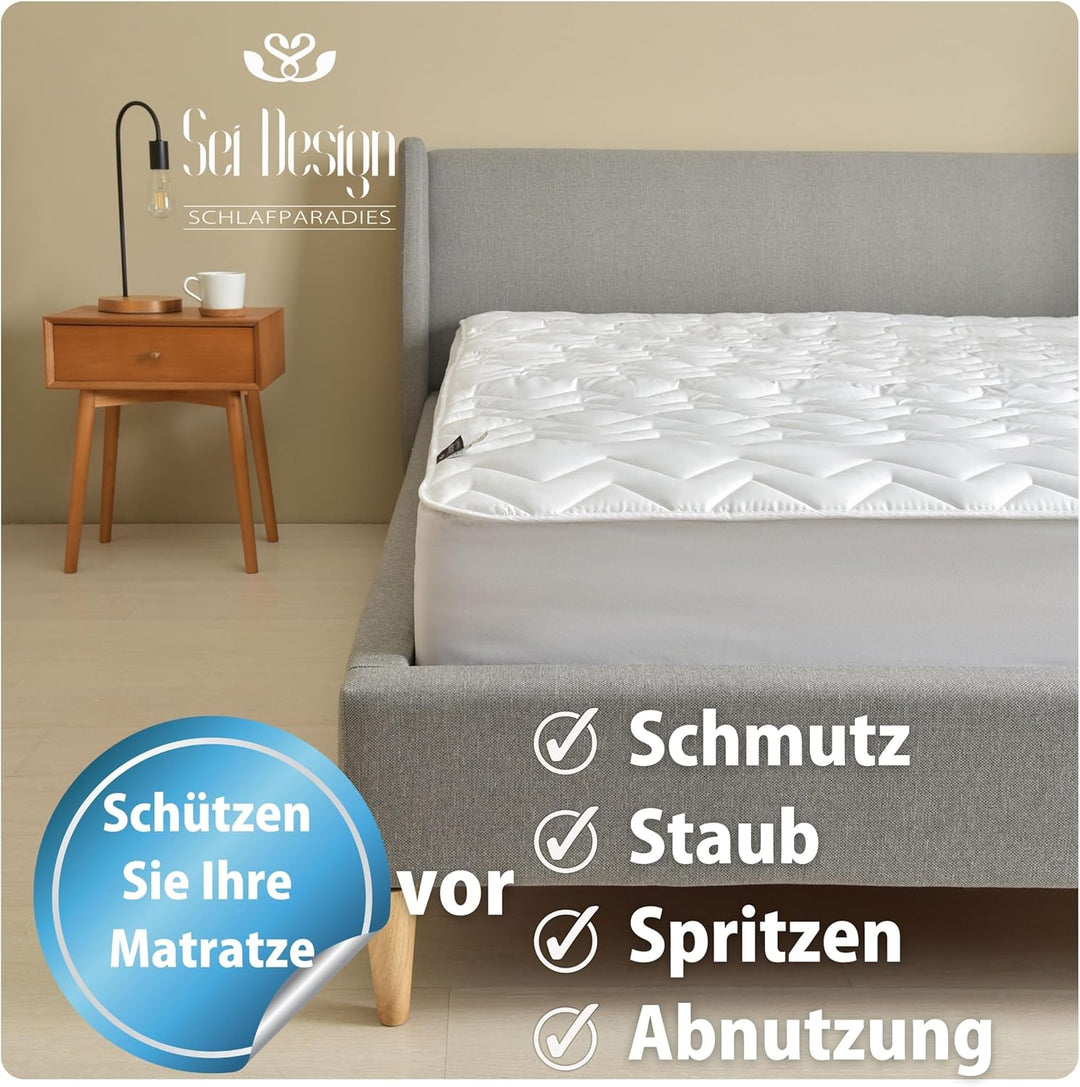 sei Design Matratzenschoner 160x200 atmungsaktiv - Luxuriöse Matratzenschutz Auflage - Extra Soft &