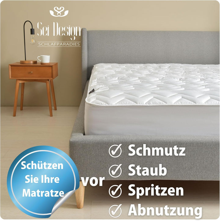 sei Design Matratzenschoner 160x200 atmungsaktiv - Luxuriöse Matratzenschutz Auflage - Extra Soft &