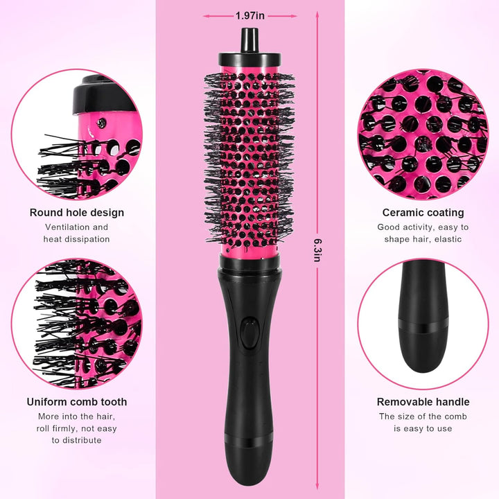 6 Teile/Satz 3 Grössen Abnehmbarer Locken Wickler Pinsel mit Positionierungs Klammern Aluminium Kera