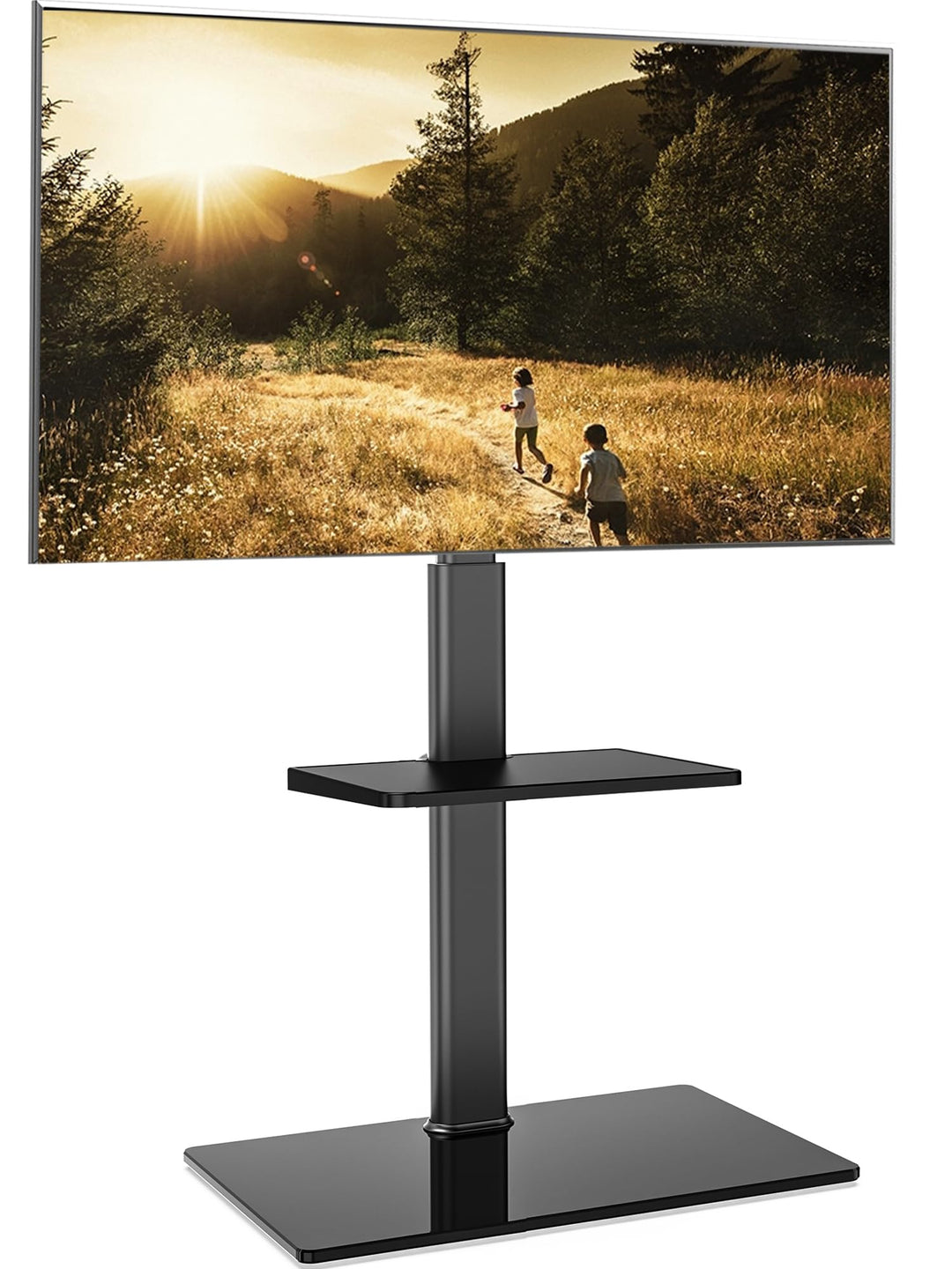FITUEYES TV Ständer TV Bodenständer Standfuss Fernsehstand mit Regal höhenverstellbar schwenkbar für