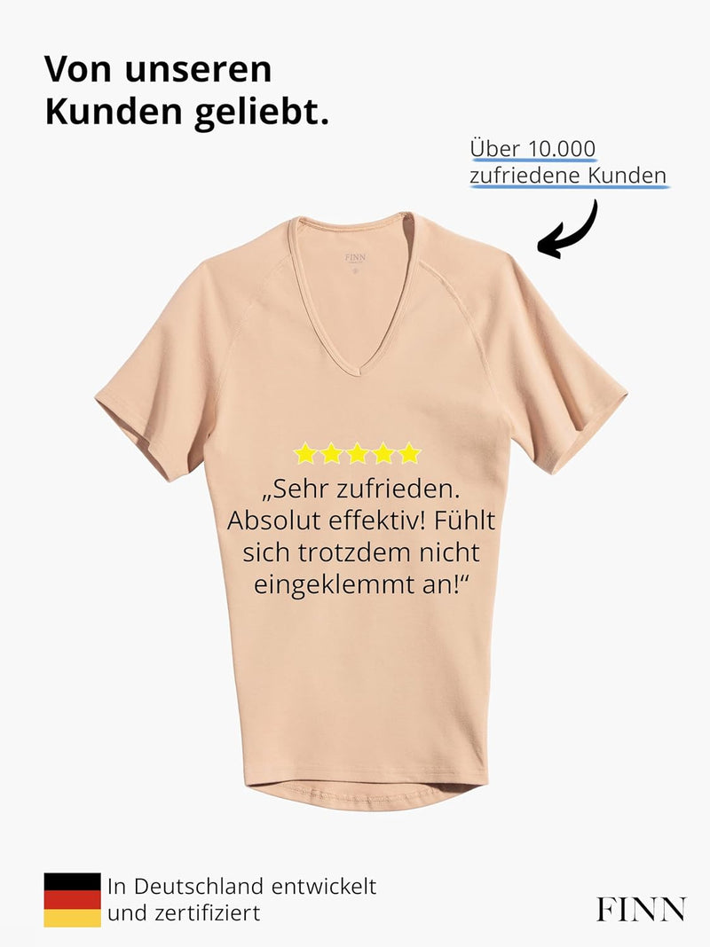 FINN figurformendes Kompressions-Unterhemd Herren - Shapewear Kurzarm Shirt mit Bauch-Weg Effekt - B