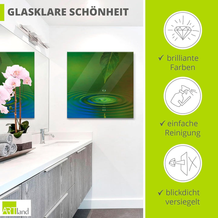 ARTland Glasbilder Wandbild Glas Bild einteilig 30x60 cm Hochformat Natur See Pflanzen Bäume Wassert