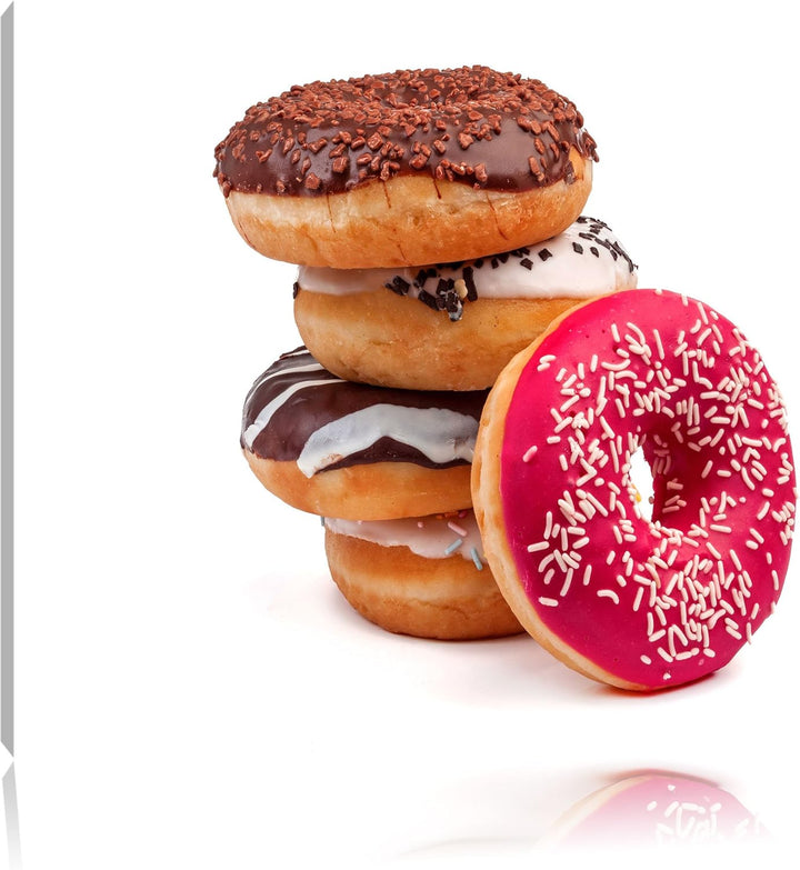 Pixxprint Süsse Donuts, Format: 100x70 auf Leinwand, XXL riesige Bilder fertig gerahmt mit Keilrahme