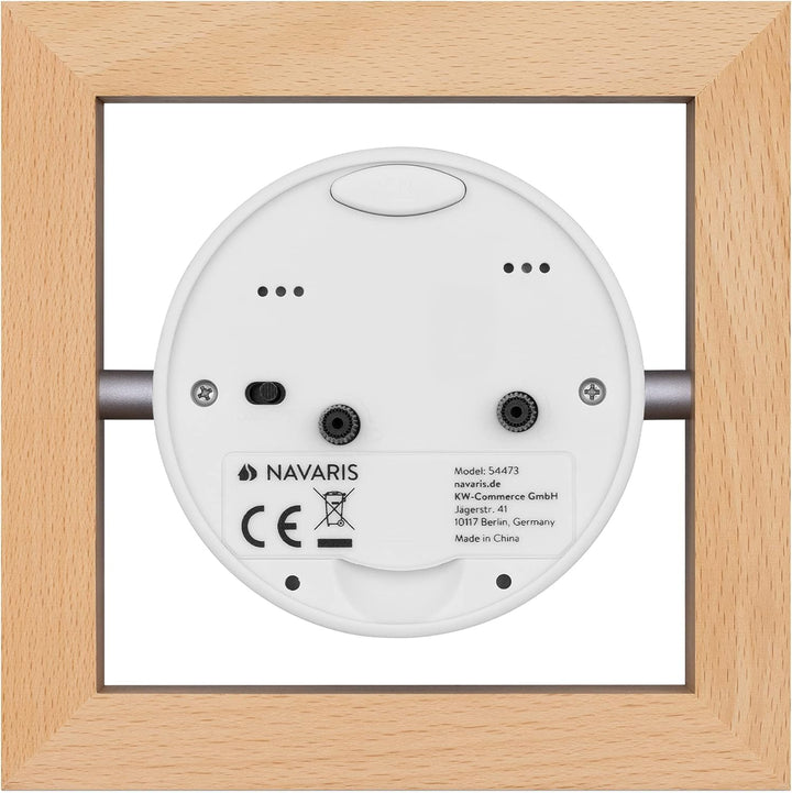 Navaris Analog Holz Tischuhr Quadrat Design - 13,2 x 13,2 x 4,3cm - analoge Uhr ohne Ticken weisses