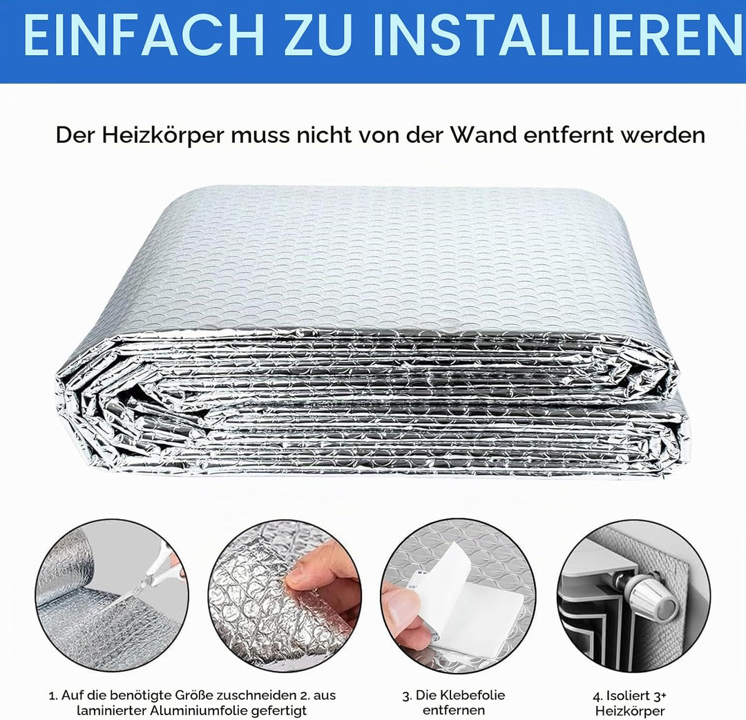 Heizkörper Reflexionsfolie Heizung,Isoliermatte Heizung 5m x 0.6m x 3mm,Doppelte Alu-Luftpolsterfoli