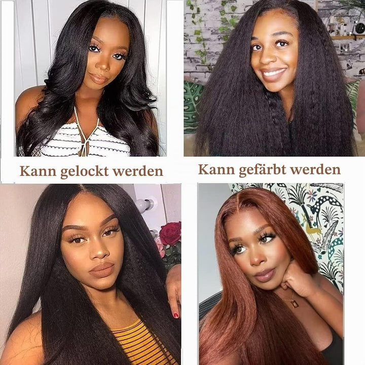 Echthaar Perücke V Part Wig Kinky Straight Human Hair No Leave Out Glueless Wigs Human Hair Pre Pluc