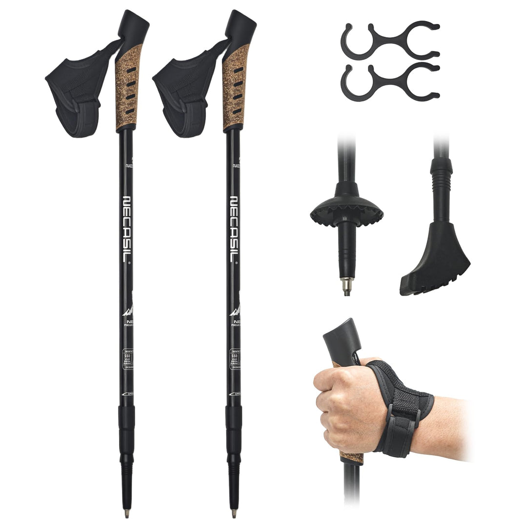 Premium Trekkingstöcke Faltbar aus 7075 Aluminium, Ultraleichte Nordic Walking Stöcke mit Korkgriff,