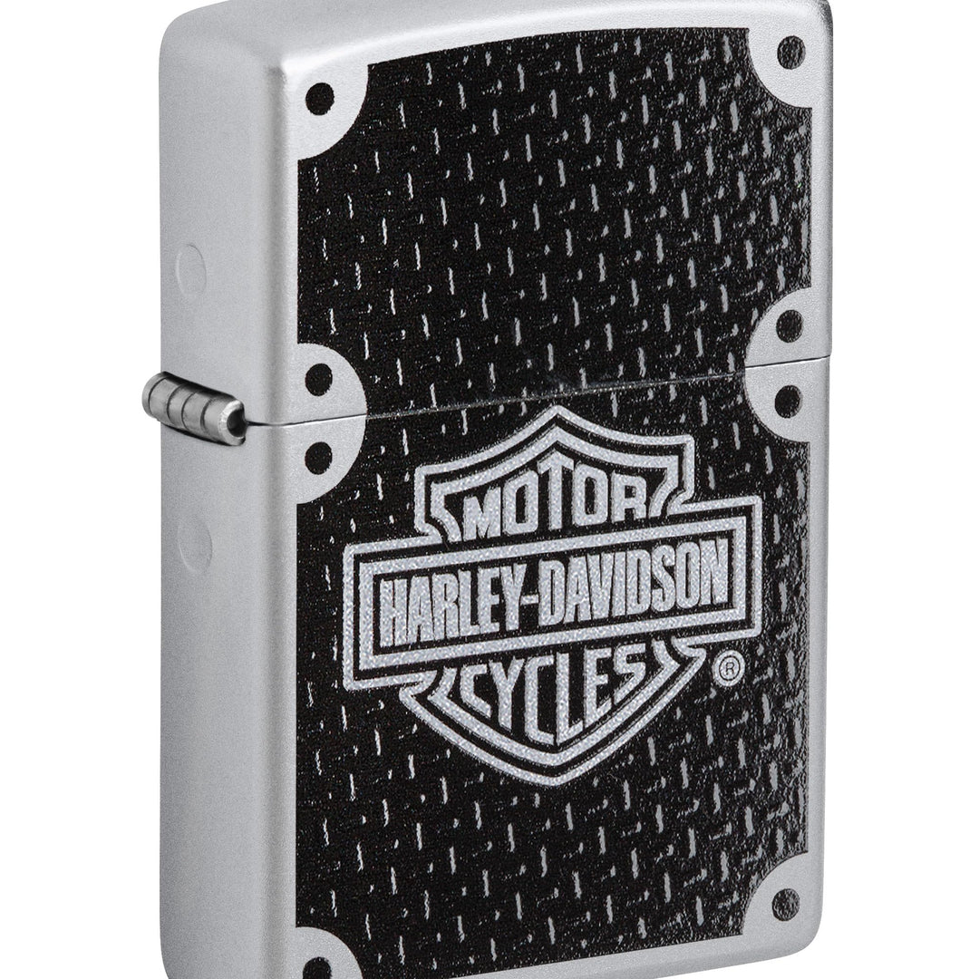 Zippo 24025 Feuerzeug 60001201 H-D Carbon Fibre Benzinfeuerzeug,Messing,SatinChrome,1x3,5x5,5cm