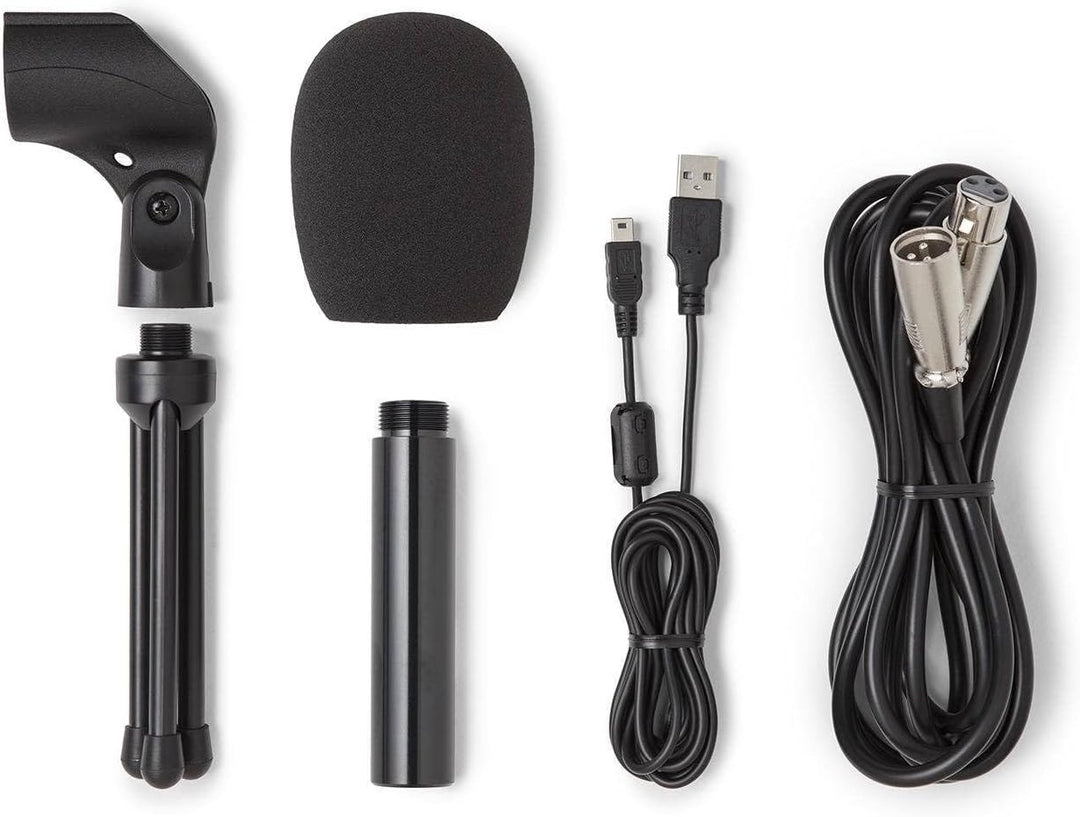 Samson Q2U Aufnahme- und Podcasting-Paket - Dynamisches USB / XLR-Mikrofon mit Zubehör, grau Single,
