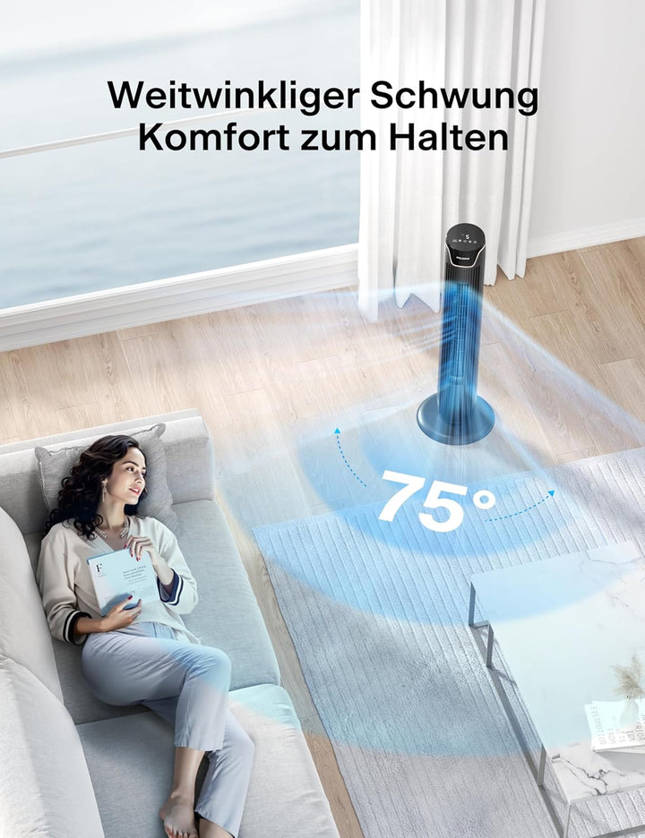 Pelonis Oszillierender Turmventilator mit Fernbedienung, Elektrischer Standing Tower Fan Bodenventil