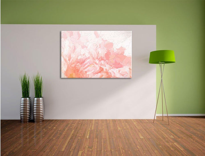 Pixxprint Gerbera-Blume in Pastelltönen Kunst Pinsel Effekt, Format: 100x70 auf Leinwand, 100x70