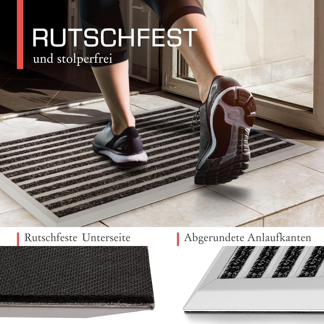 bomoe XXL Fussmatte Aussen rutschfest Rostfrei Fussabtreter Gitter 100 x 70 cm (Rechteckig) Silber,