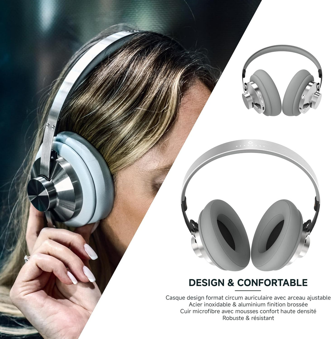 ECHO Head Band Kopfhörer, kabellos, ANC, Grau Metall – aktive Geräuschunterdrückung, Bügel-Design, P