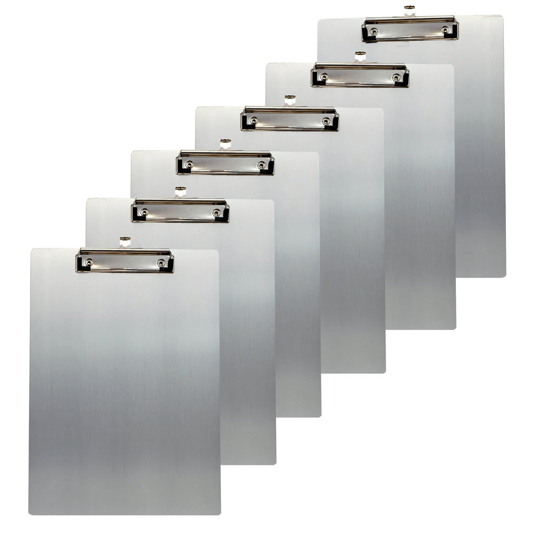 6er Alu Klemmbrett A4 mit gummierter Metalklemme, Schreibbrett DIN A4 mit Aufhängeose, Pad Halter Cl