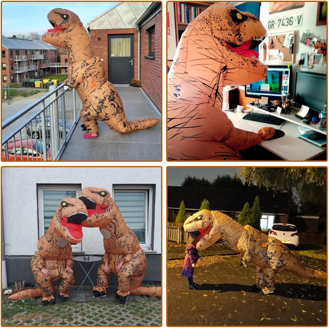 PARAYOYO Aufblasbare Dinosaurier kostüm Dino Trex Kostüm Erwachsene Dino kostüm Brown, Brown