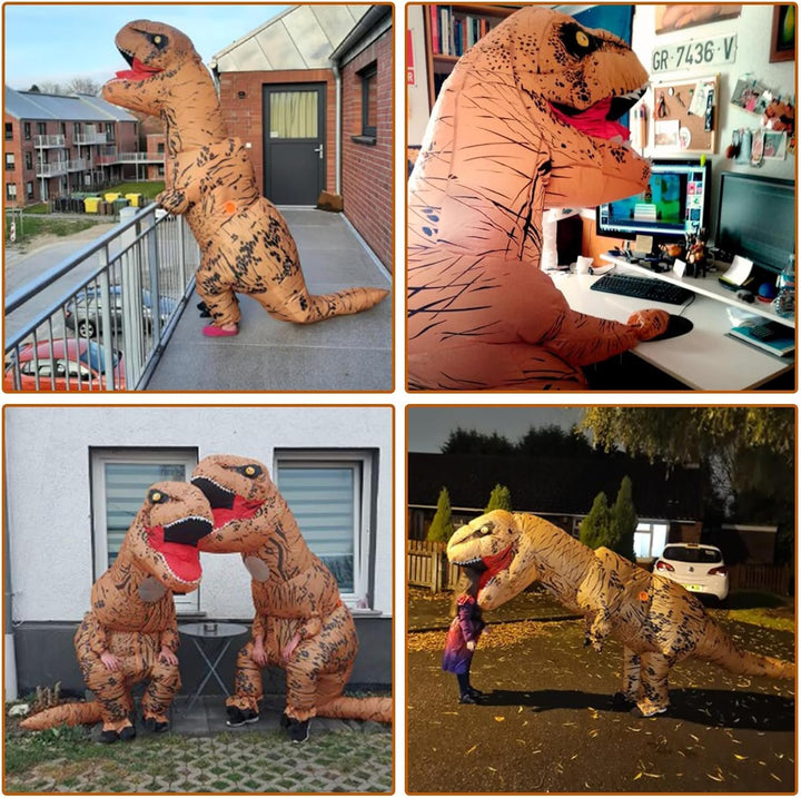 PARAYOYO Aufblasbare Dinosaurier kostüm Dino Trex Kostüm Erwachsene Dino kostüm Brown, Brown