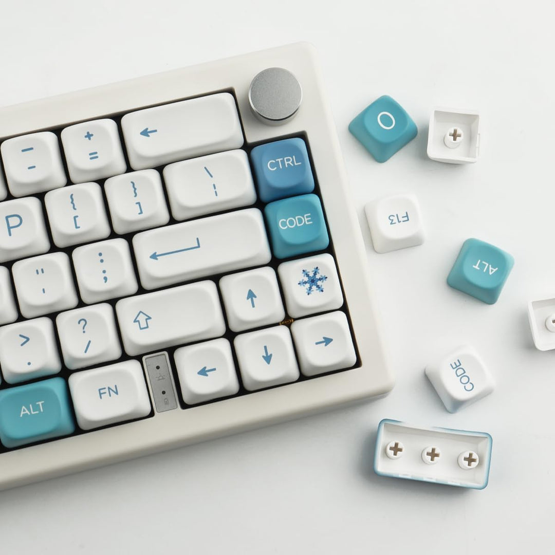 Sunzit Cute PBT Keycaps 126 Tasten Custom Keycap Set,MOA Profil Keycaps Dye-Sub Blau Schneemonster T