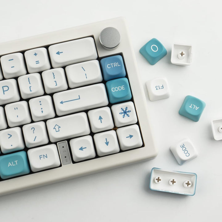 Sunzit Cute PBT Keycaps 126 Tasten Custom Keycap Set,MOA Profil Keycaps Dye-Sub Blau Schneemonster T
