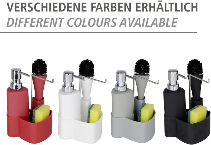 WENKO Spül-Set Mod. Empire, 4 in 1 - Spülmittelspender, Spülbürste, Spültuchhalter & Organizer, hoch