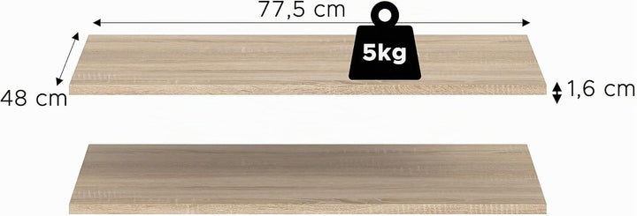 xonox.home – Schrank-Zubehör Einlegeboden-Set Kopenhagen 2X 78x48 cm in Sonoma Eiche – 2er Pack Fach
