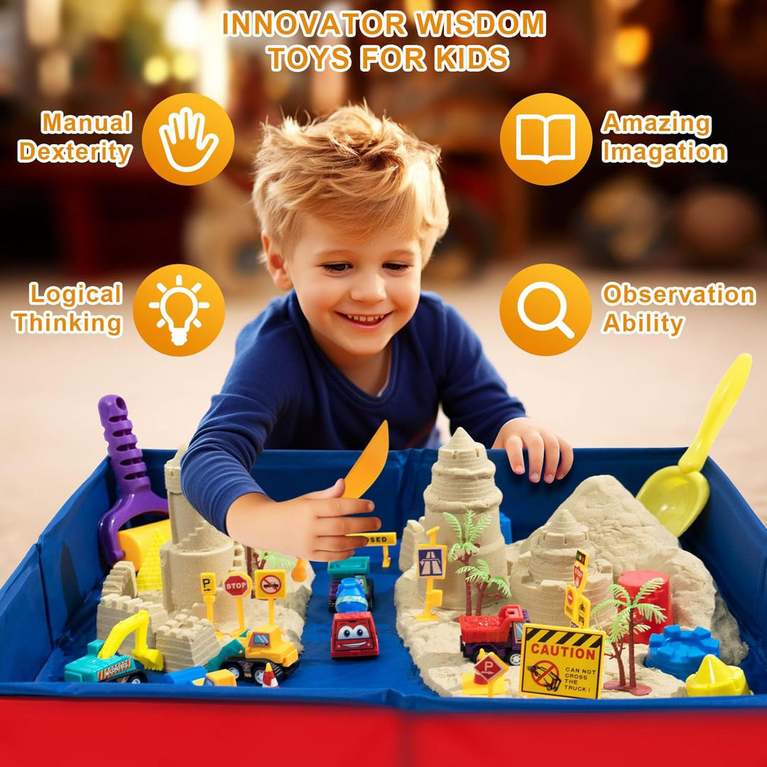 CROSOFMI Magic Sand Für Kinder Set Spielsand Faltbarer Sandkasten für Jungen Mädchen 3 4 5 6 7+ Jahr