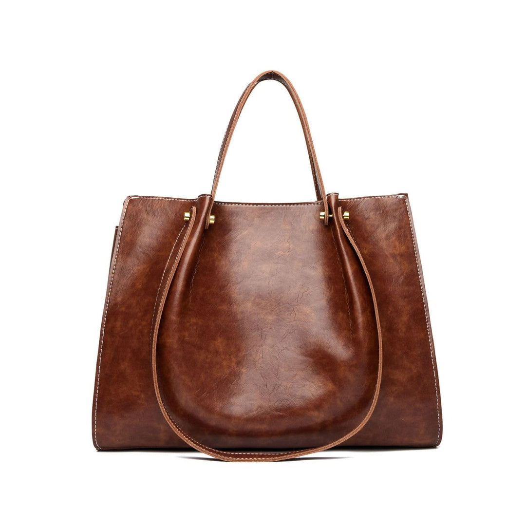 Handtasche Damen Gross Elegant Umhängetasche PU Leder Schultertasche Einfache Tote Bag Mittelgross S