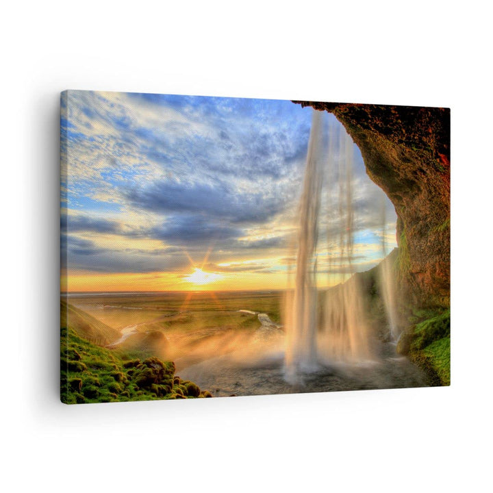 Bilder auf Leinwand Wasserfall Natur Park Sonne Leinwandbild 70x50cm Wandbilder Dekoration Wohnzimme