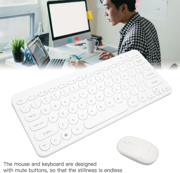 ciciglow Kabellose Tastatur- und Maus-Kombination, 2,4 GHz Kabellose Ergonomische Tastatur-Maus 78 T