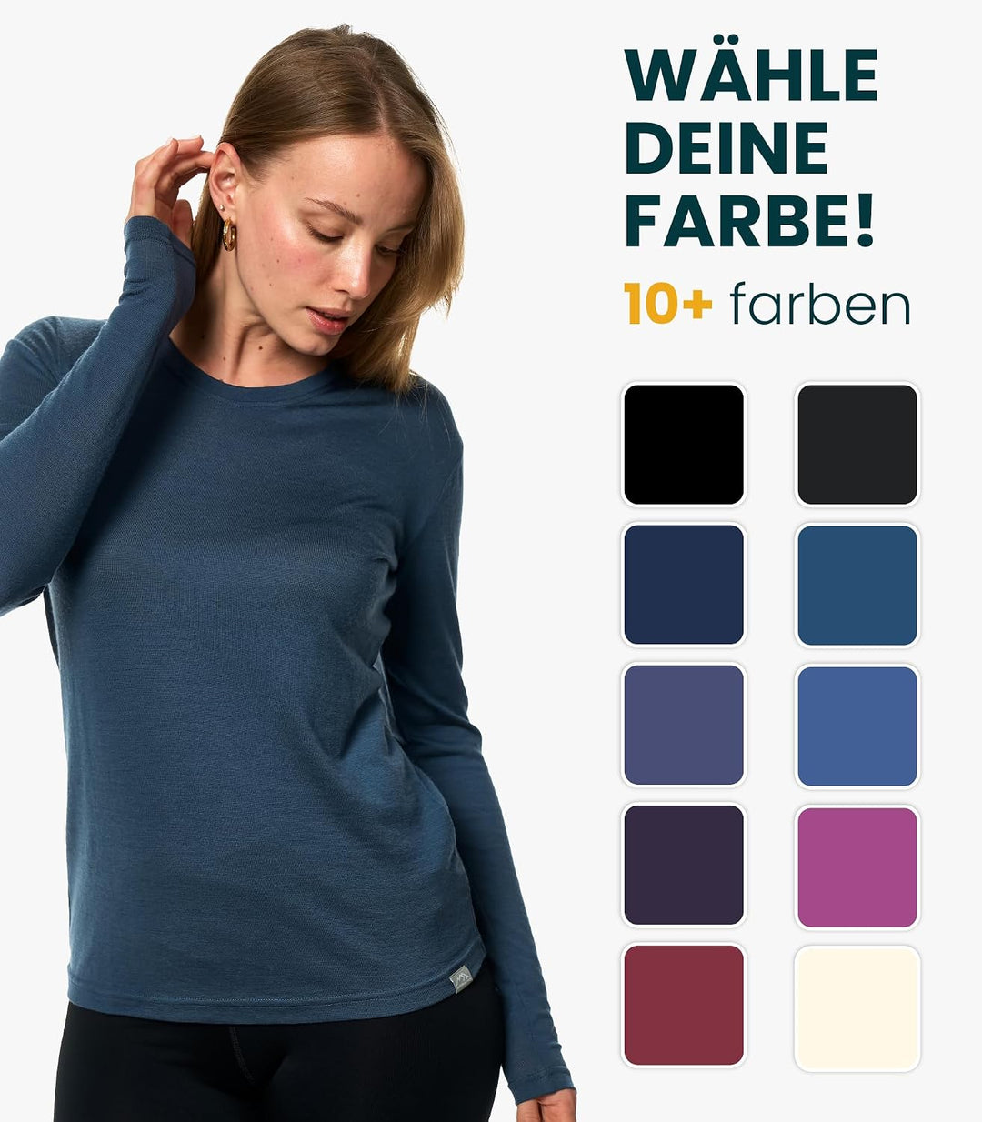 Merino.tech Merino Shirt Damen Langarm – Premium 100% Merino Unterwäsche Damen Langarmshirt, Sportun
