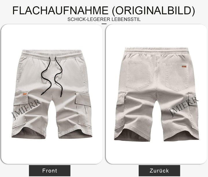 JMIERR Kurze Hosen Herren Baumwolle Cargo Shorts Herren Sommer Freizeithose mit Taschen S G Grau, S