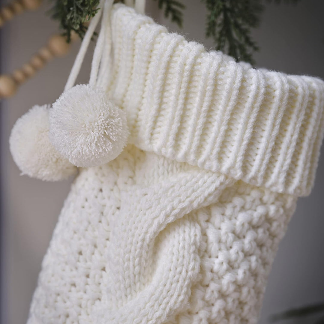 Ginger Ray Fabric Weihnachtsstrumpfhalter, gestrickt, für Erwachsene und Kinder, 45 cm hoch, cremefa