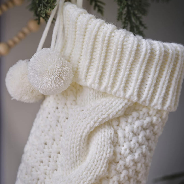 Ginger Ray Fabric Weihnachtsstrumpfhalter, gestrickt, für Erwachsene und Kinder, 45 cm hoch, cremefa