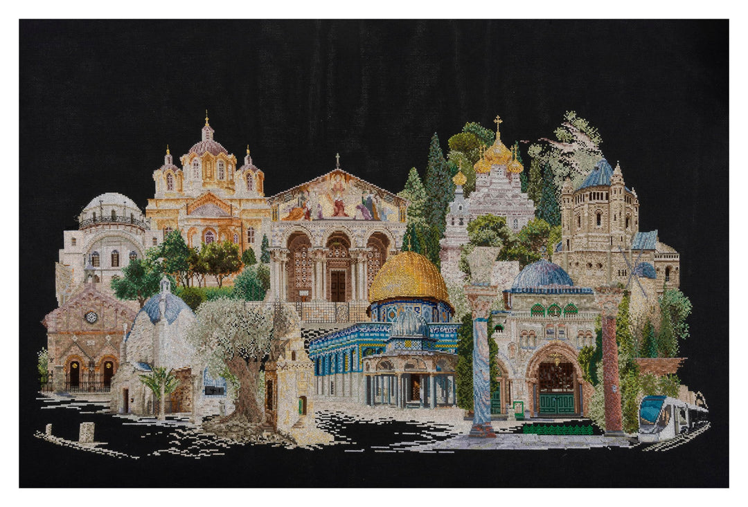Thea Gouverneur - Kreuzstich-Set - Jerusalem Irael - Aida Schwarz - 18 Count - Für Erwachsene - 533.