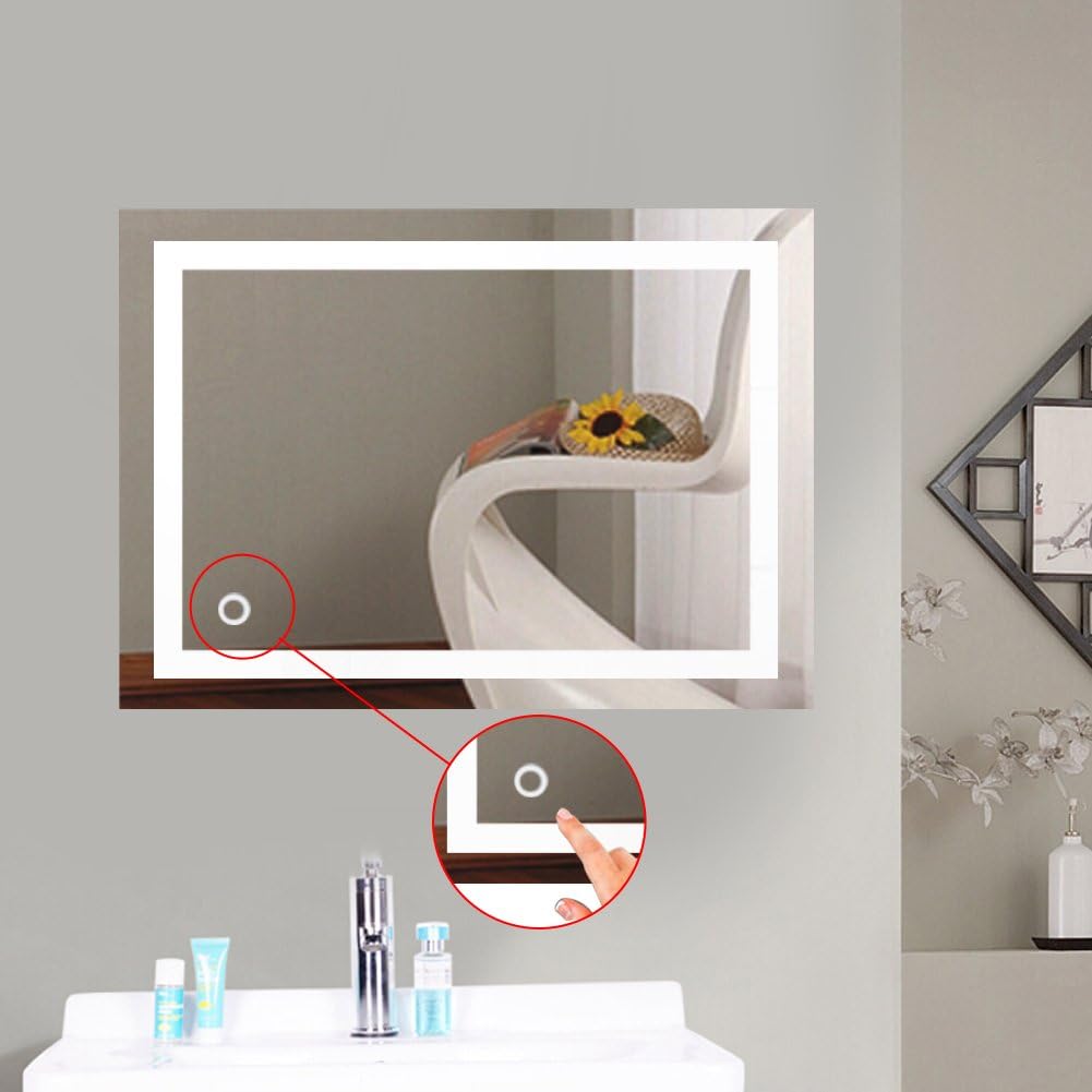 MUPAI Badspiegel mit Beleuchtung,Badezimmerspiegel mit Beleuchtung,badezimmerspiegel LED Touch (50x7