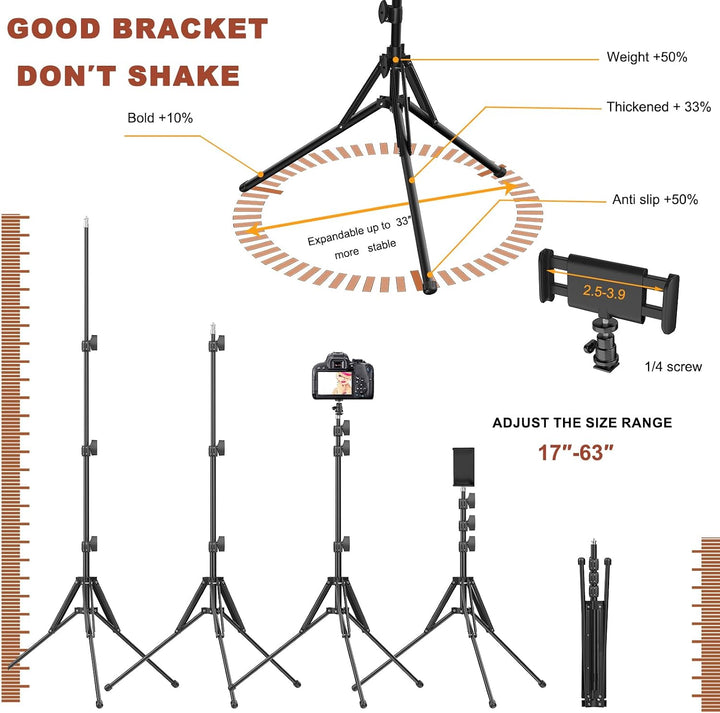 Ringlicht 45,7 cm mit Ständer, 55 W 6700 K LED-Licht, 160 cm Stativ, verstellbarer Telefonständer, f