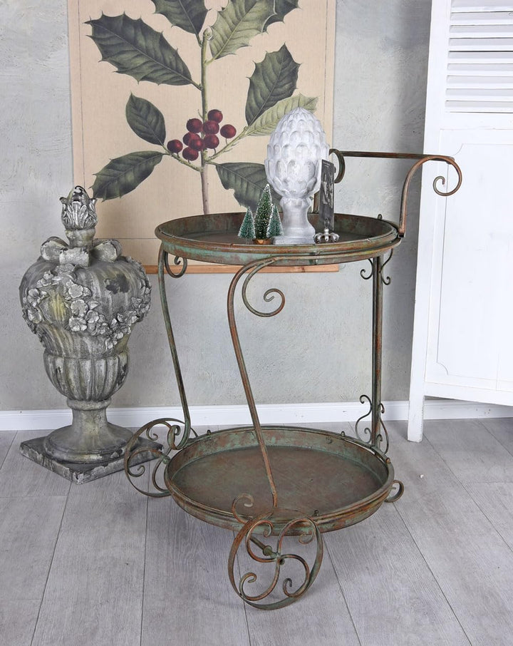PALAZZO INT SERVIERWAGEN „Maison Provence“ – Barwagen aus Eisen mit Kupfer/Antik-Rost Patina Shabby