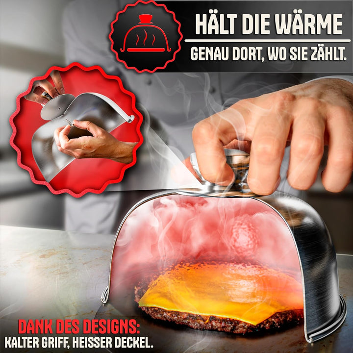 SMASHI® Smash Burger Set aus Edelstahl 304 – Professionelles Set mit Antihaft-Presse, Grillspachtel