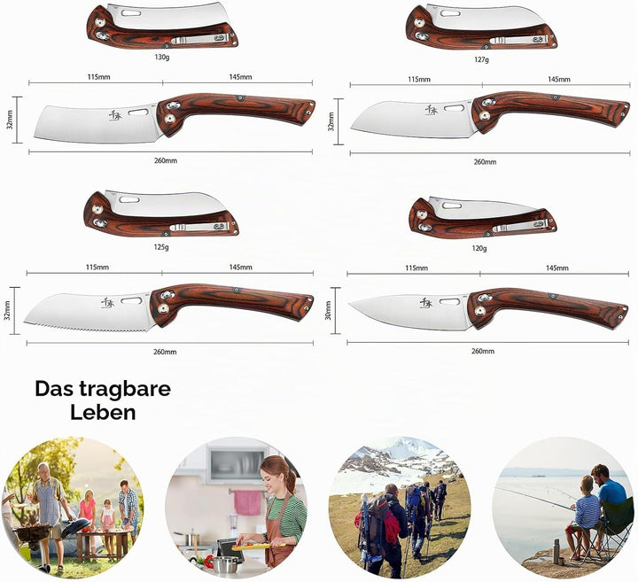 SENBON 440 Sharp Falten Küchenmesser Schälen Praktisches Messer Obst Messer Bunter Holzgriff Camping