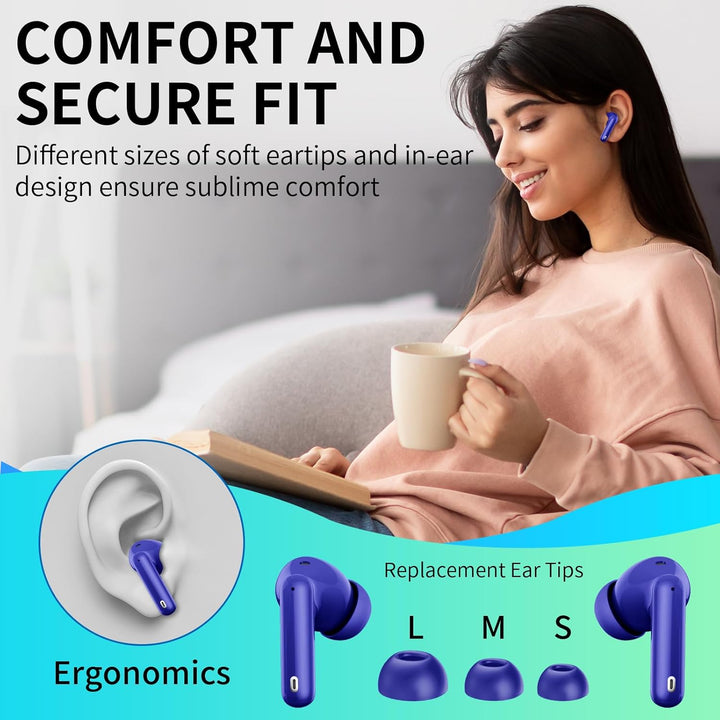 Btootos Bluetooth Kopfhörer, Kopfhörer Kabellos Bluetooth 5.4 Sport In Ear Kopfhörer mit 4 Mikrofon,