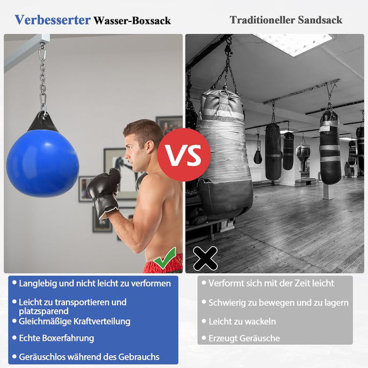 GYMAX Wasserboxsack Ø45cm, Boxing Punching Bag mit Wasser füllbar, hängendes Punchingsack, Schwerer