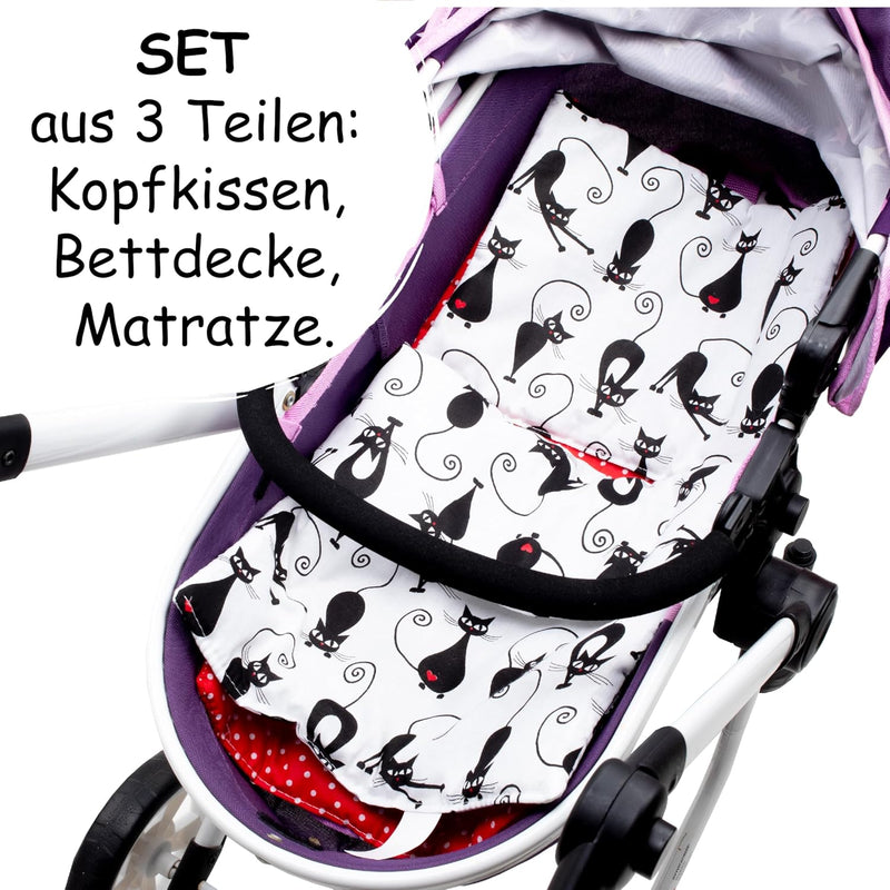 PinkZebra 3-teilig Puppenbettwäsche für grosse Puppen bis 48 cm, Decke + Kissen + Matratze, Puppenbe