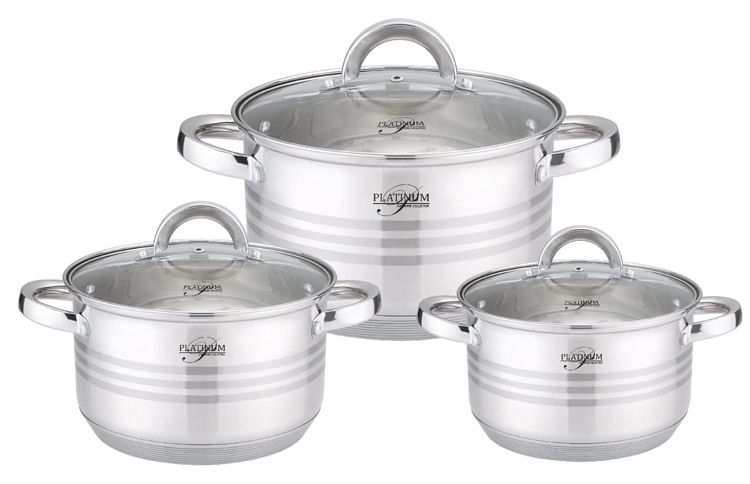 Cheffinger 6 TLG Edelstahl Kochgeschirr Induktion Kochtopf Topf Set Gastronomie