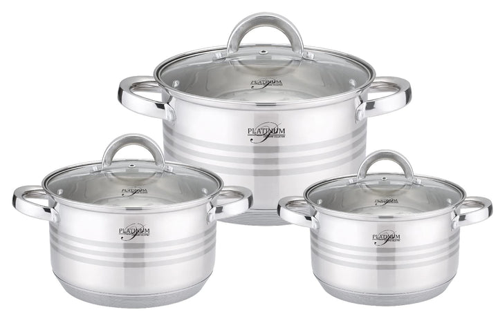 Cheffinger 6 TLG Edelstahl Kochgeschirr Induktion Kochtopf Topf Set Gastronomie