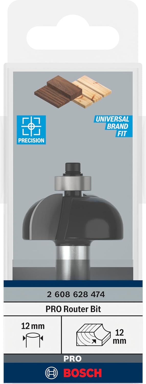 Bosch ProfessionalZubehör 2608628474 Hohlkehlfräser 12 mm, R1 12 mm, D 36,7 mm, L 16 mm, G 70 mm Ø 3