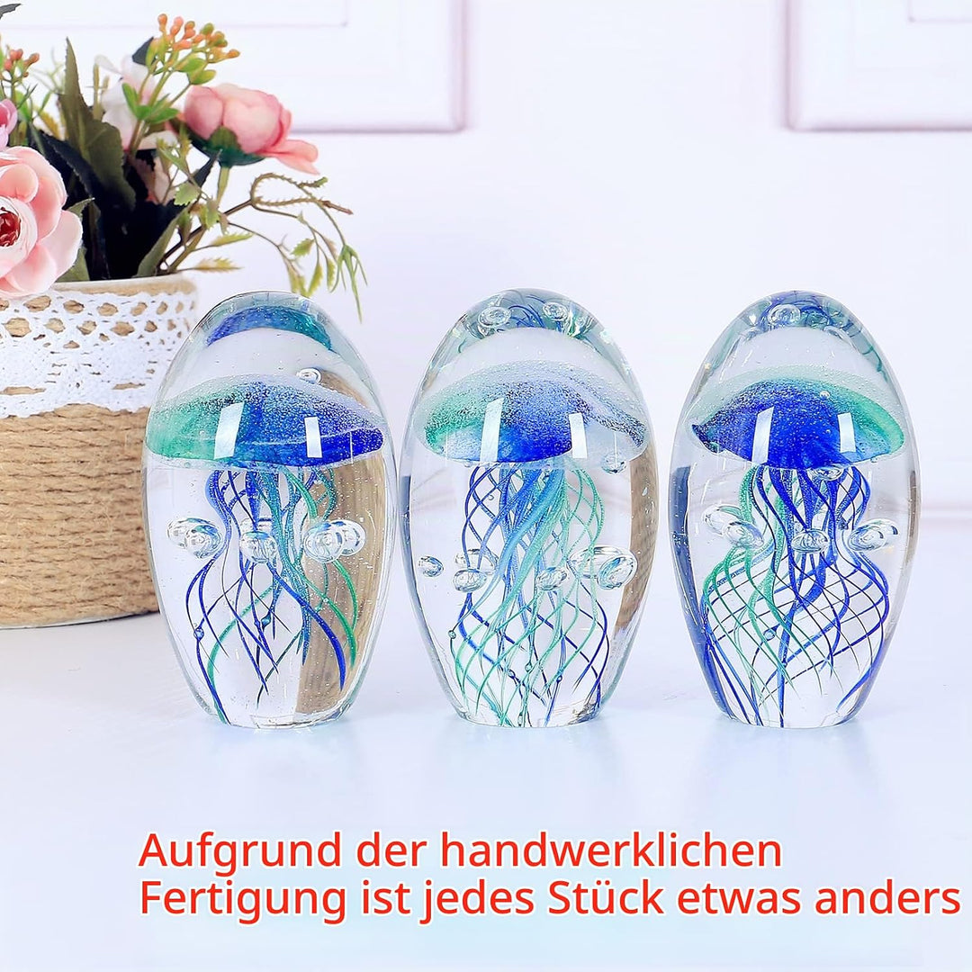 EUSTUMA Handgeblasenes Glas Quallen Figur Ornament, Meerestier Ornament für Aquarium Aquarium, Meere