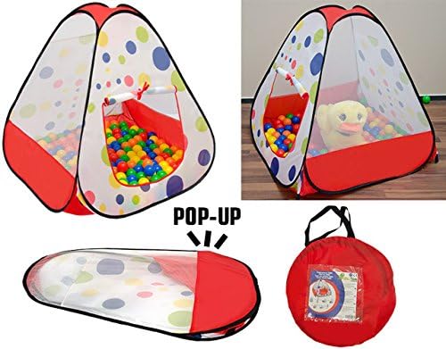 LittleTom Bällebad Kinderzelt für Drinnen & Draussen - 200 Bälle - 90x90x90 Zelt mit Bällen für Kind