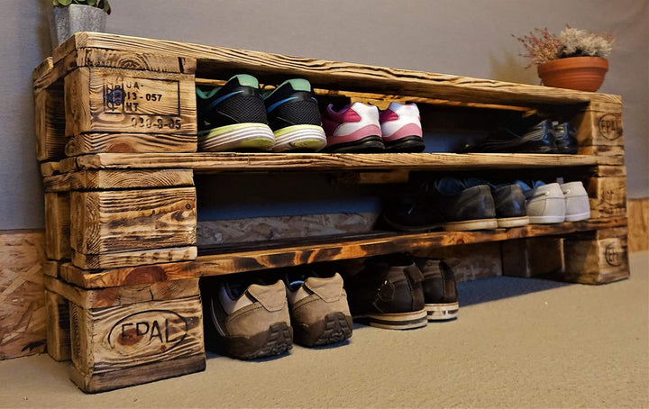 daves redesign Schuhregal Holz Vintage aus Paletten/Schuhschrank aus Europaletten/Ablage/Garderobe V