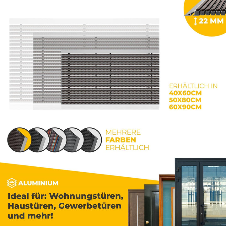 Entrando Fussmatte 50x80 cm - Fussabtreter mit Bürsten für aussen, Braun | Wetterfeste Schmutzfangma