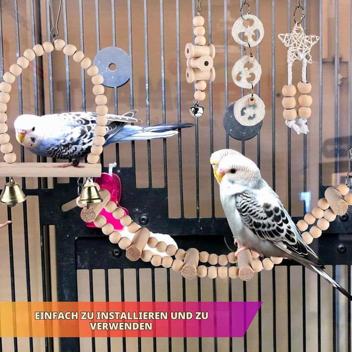 9 Stück Vogelspielzeug - Papageienspielzeug, Vogelkäfig Schaukelspielzeug, Kauspielzeug Vögel Spielz